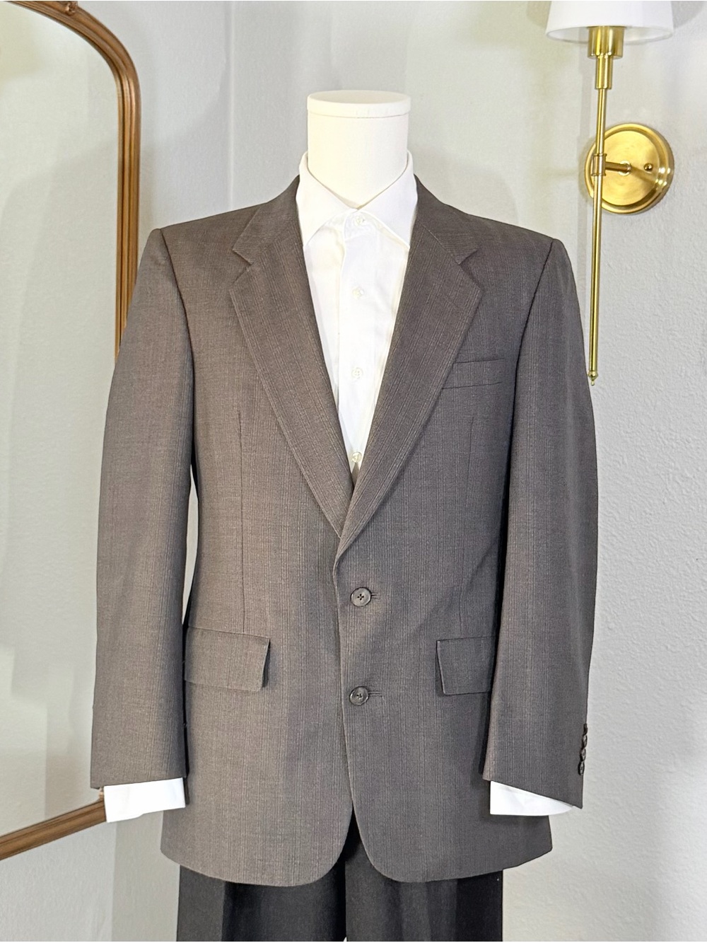 Vintage Christian Dior Monsieur Suit Jacket Blazer Gray Wool Tailored USA